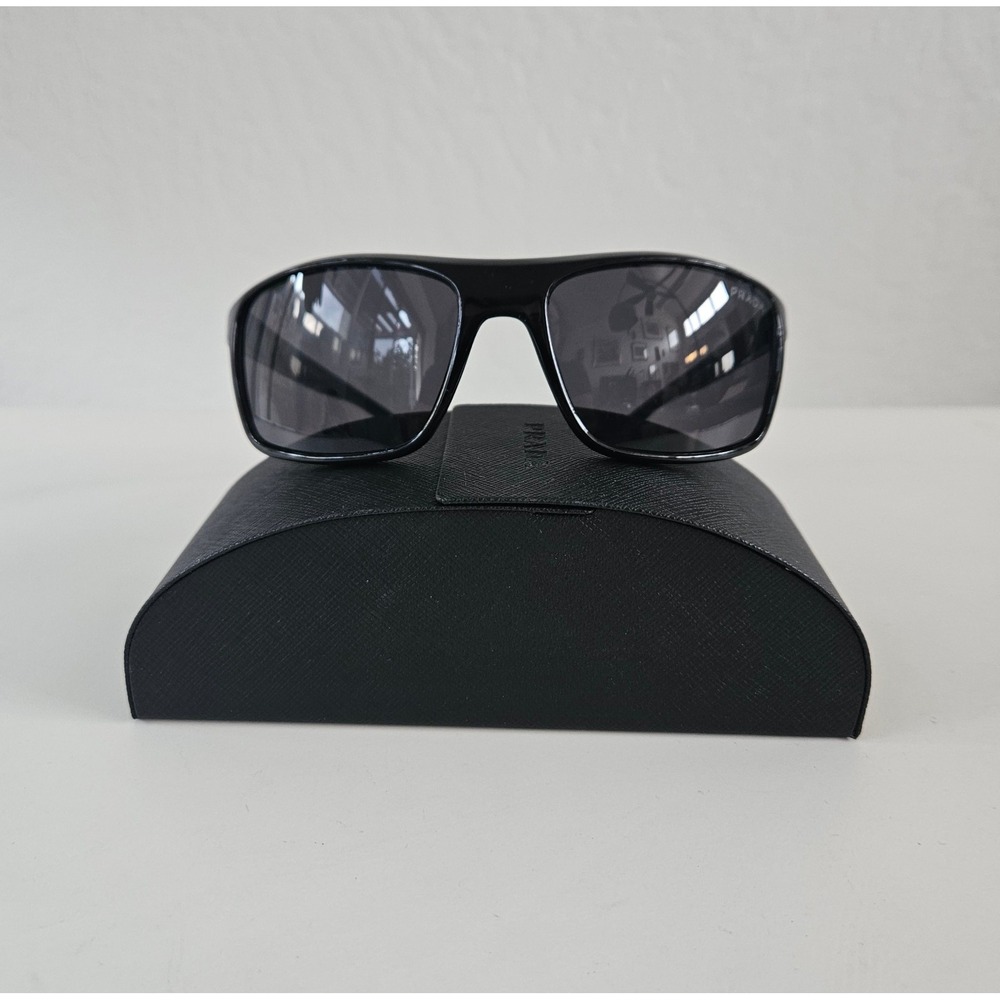 Prada Linea Rossa Sport Sunglasses SPS 07O Mens Black Wrap 56-18 130 W/ Case